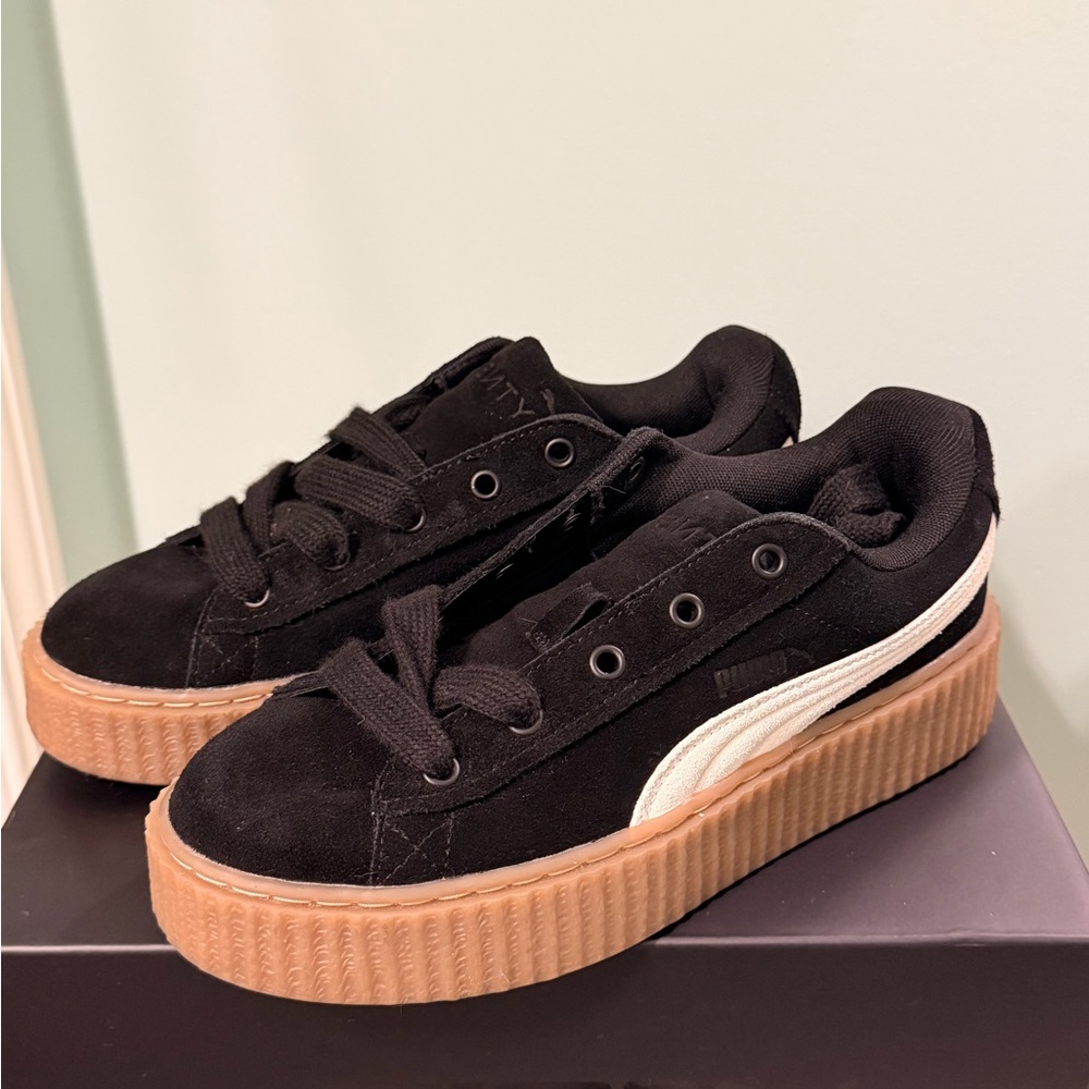 Puma Black Creeper Sneakers with White and Gum Accents